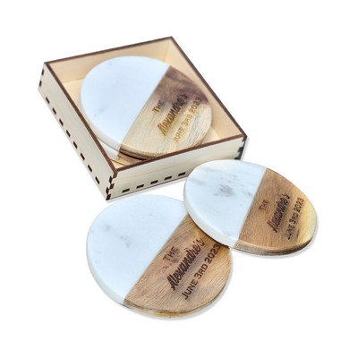 Custom Marble Wood Coasters