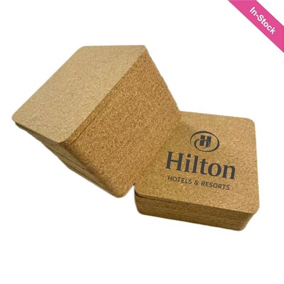 4" Square Cork Coaster 1/5" Thick