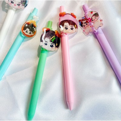 Retractable Ballpoint Pen Acrylic Plate Clip Boy Pen