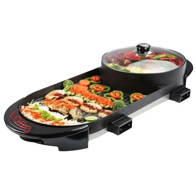 2 in 1 Multifunctional Hot Pot and Grill Electric BBQ Indoor