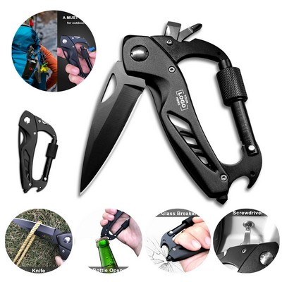 Multitool Carabiner Pocket Knife With Keychain Clip