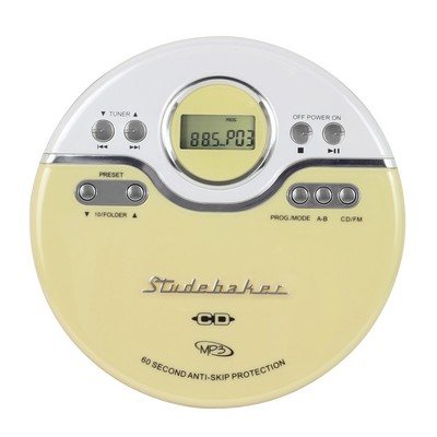 Studebaker Joggable Personal CD Player w/60 Second ASP & FM Radio (Yellow)