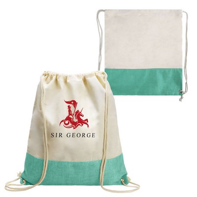 Two-Tone Cotton/ Burlap Drawstring Bag ( 14.5'' X 16'' )