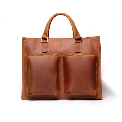 The Dagmar Vintage Leather Briefcase/Messenger Bag (15"x12"x3.6")