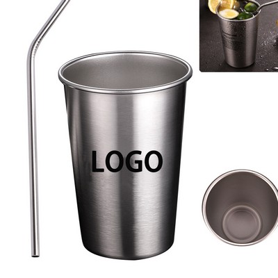 350Ml Stainless Steel Beer Cold Drink Cup With Straw