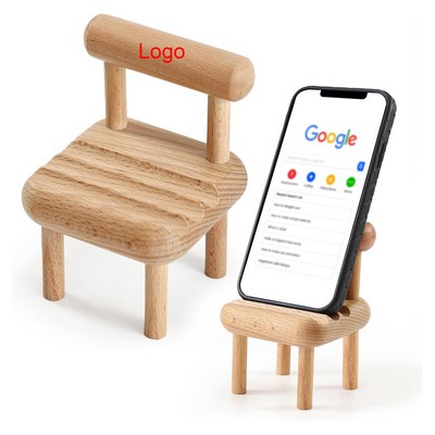 Cute Wooden Mini Chair Phone Stand for Desk