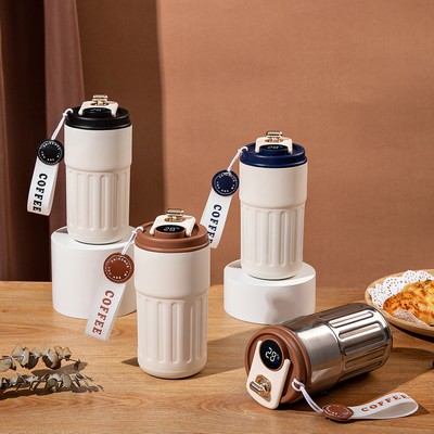 Explosive Coffee Smart Temperature Measurement Stainless Steel Insulated Tumbler with Carrying Strap