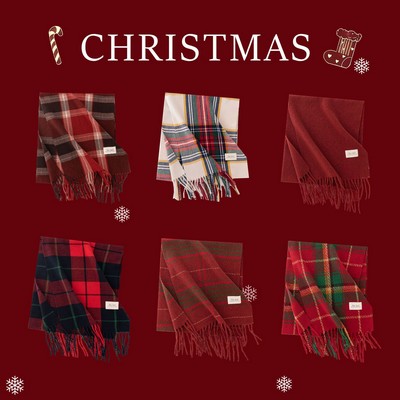 79'' Polyester Tartan Scarf Warm Autumn Winter Scarf Fringed Scarf - Woven Label