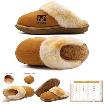 Women's memory foam plush slippers