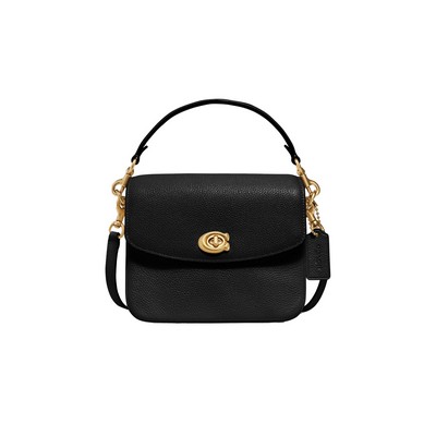 COACH Polished Pebble Leather Cassie Crossbody 19 - Black/Brass