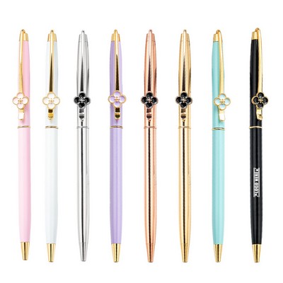 Clover Flower Clip Metal Pen