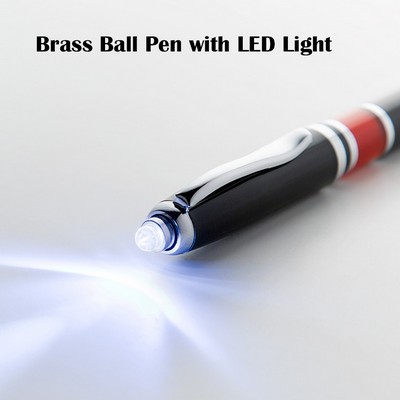 Tip twist brass ballpoint pen with clicker LED light