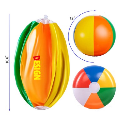 12'' Inflatable Swimming Pool Toys Rainbow Beach Ball for Summer Water Games Kids Birthday Party