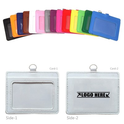 Horizontal Dual Side PU Leather Card Holder