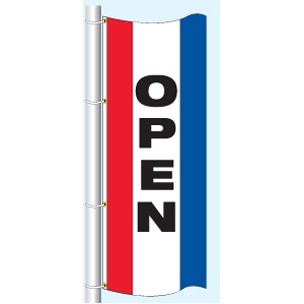 Double Faced Stock Message Free Flying Drape Flag (Open) (3' x 8')