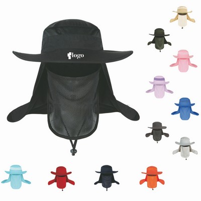 Outdoor Wide Brim Hat With Face Cover & Neck Flap