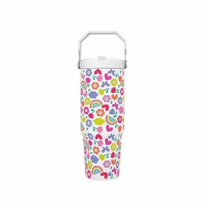 30oz Tumbler with Handle - Colorful Patterns