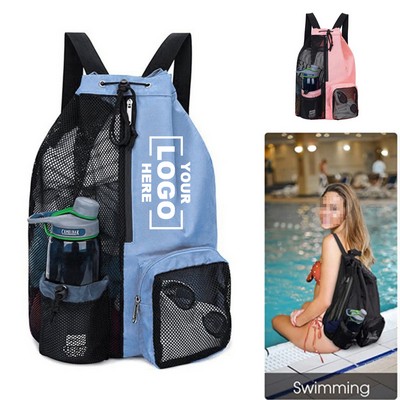 Waterproof Mesh Drawstring Backpack with Wet Compartment