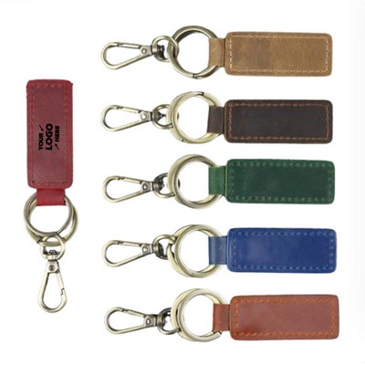 Leather Keychain with Detachable Key Rings