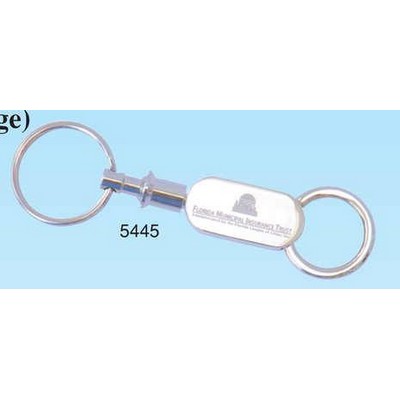 2"x5/8"x1/4" Chrome Pull Ring Double Key Chain (Engraved)