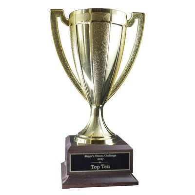 9.5" Plastic Trophy Cup on Wood Base