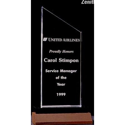 Zenith Series Jade Acrylic Award on Solid Walnut Base (4 3/4"x11 1/4")