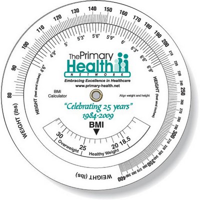 .020 White Plastic Body Mass Index Wheel Calculator (4.25" dia.)