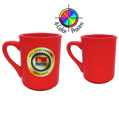 8.5 Oz. Red Vitrified Tall Restaurant Mug (4 Color Process)