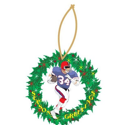 Football Player Promotional Wreath Ornament w/ Black Back (3 Square Inch)