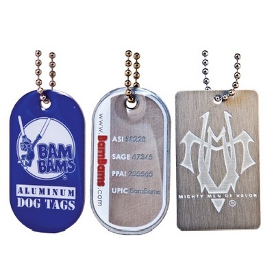 Aluminum Dog Tag w/ 23" Ball Chain - Offset Printed