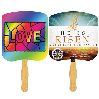 Religious Hand Fan/ Love Stained Glass with Four Color Process Imprint