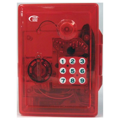 4 1/2"x 3 1/4"x 4 3/4" Red Electronic Safe Bank