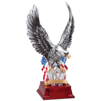 Eagle with Waving Flag Award 11" HEIGHT 6 1/2" WING SPAN