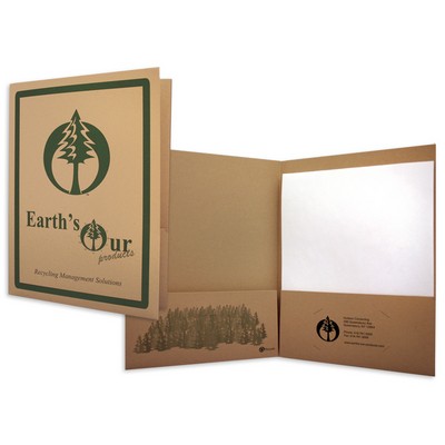 9"x12" Quick Ship Economy Recycled Pocket Folder 2 PMS Inks Printed on Eco Brown Kraft