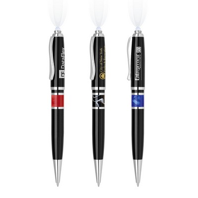 LED Marbled Metal Ballpoint Pen