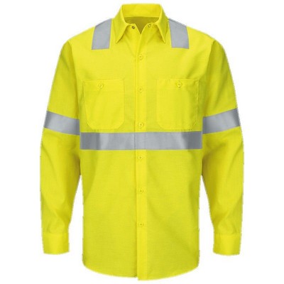 Red Kap™ Hi-Visibility RipStop Long Sleeve Work Shirt - Yellow/Silver