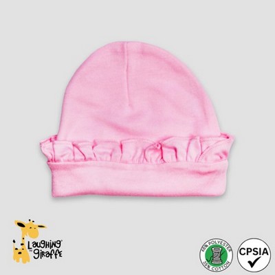 Baby Ruffles Beanie Hats Pink 65% Polyester 35% Cotton- Laughing Giraffe®