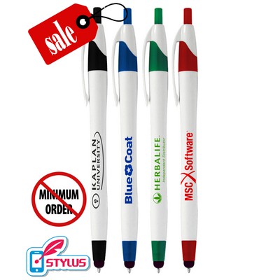 Union Printed - Elegant White Stylus Clicker Promo Pen with 1-Color Print - No Minimum