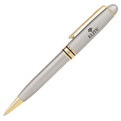 Twist Action Brass Ballpoint Pen w/ Enamel Finish & Gold Trim