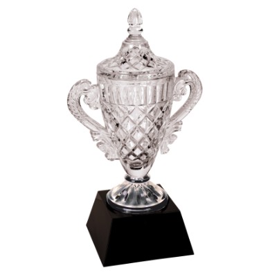 Crystal Lidded Cup Trophy, 14"H