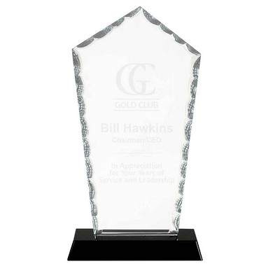 9" Diamond Facet Glass Award on Black Base