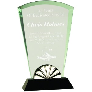 9 3/4" Fan Horizon Glass Award with Black Base