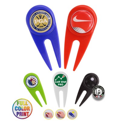 Golf Divot Tool w/ Metal Ball Marker -Full Color