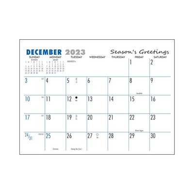 Mini Memo 2025 Calendar Pad, Blue/Black