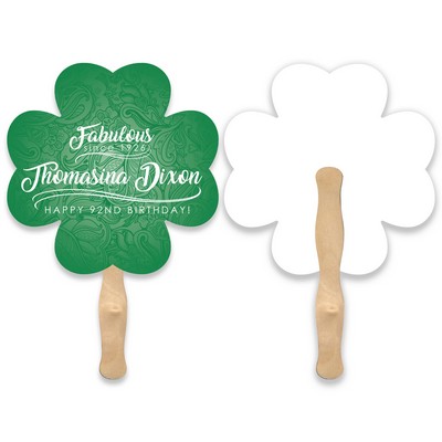 Lightweight Full Color Single Sided Clover Shaped Paper Hand Fan