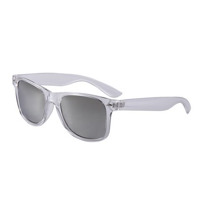 Sunglasses - Mirror Lenses - Clear Gray Frames