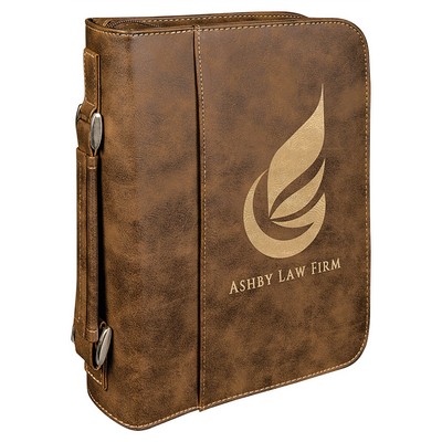 Rustic/Gold Leatherette 7-1/2" x 10-3/4" Book/Bible Cover with Handle & Zipper