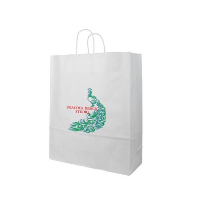 White Kraft Paper Shopping Bag Digital Print (18"x7"x19")