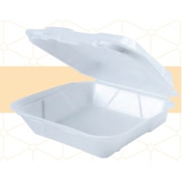 Clamshell White Foam Food Container (9.25"x9.25")