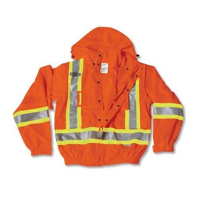 5-In-1 Fleece Orange Rain Jacket